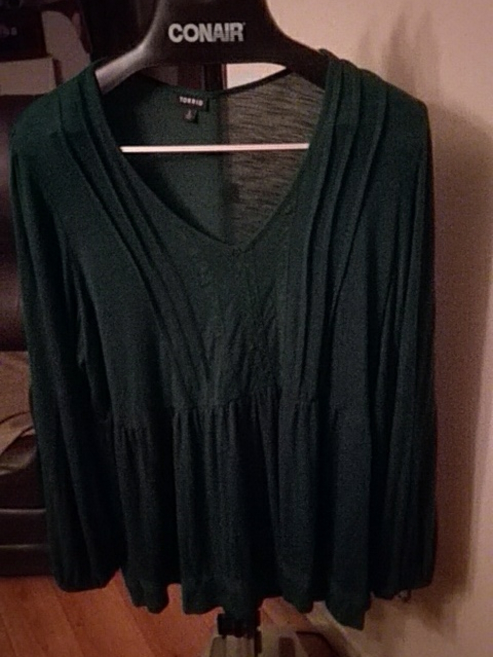 torrid Deep Green V-Neck Peplum Tunic 2